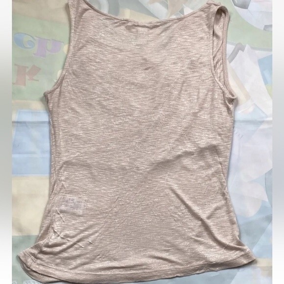 H & M WOMEN'S NUDE WITH SILVER METAL COWL NECK SLEEVELESS TOP TANK SIZE S - Picture 4 of 10